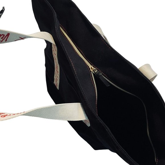 VICTORIA'S SECRET Black With Red Logo Canvas Weekender Tote Bag zips closed - Picture 6 of 9